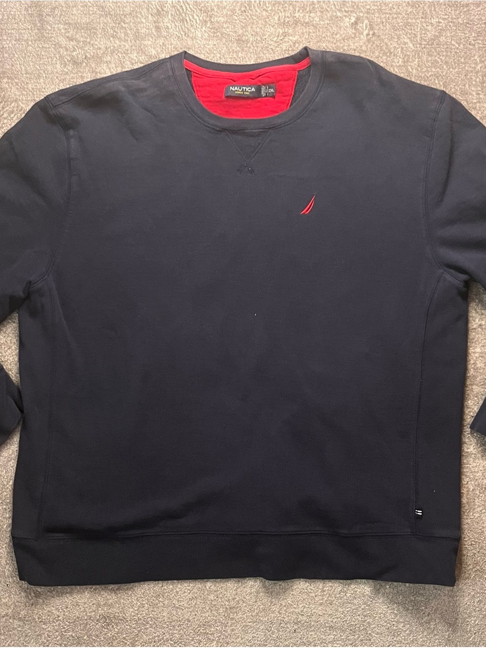 Nautica Men's Navy Crewneck Sweatshirt with Red Trim 2XL‎ A1-5